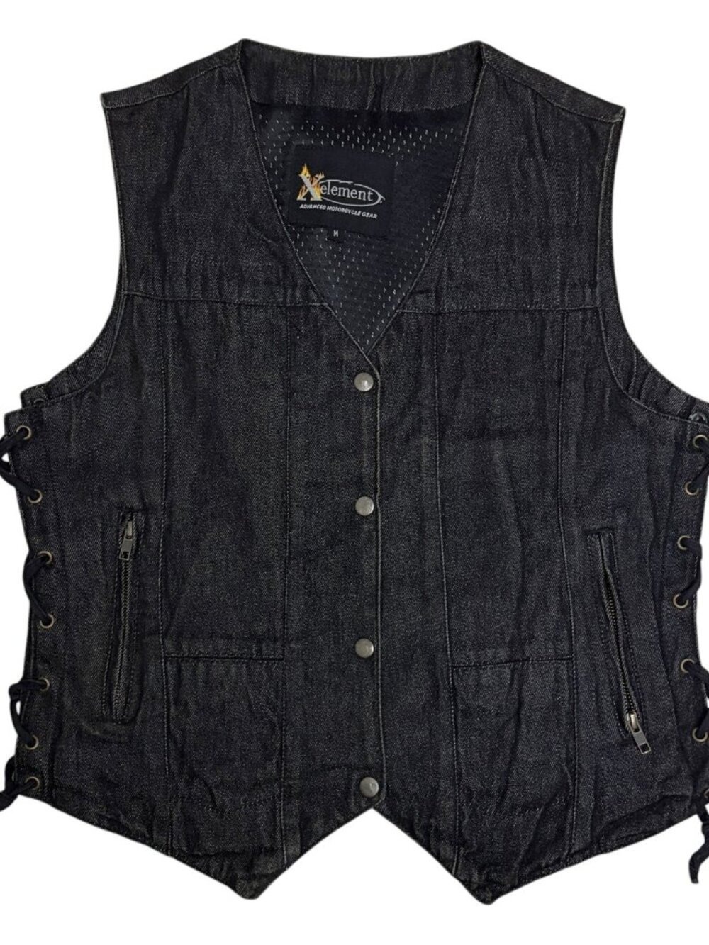X-ELEMENT Denim Vest Motorcycle Biker Vintage Y2K Riding Vest Womens Medium